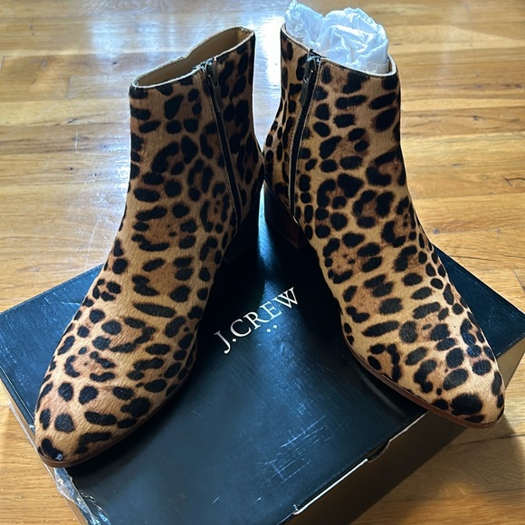 NEW JCREW Calfskin Leopard Booties - Picture 2 of 4